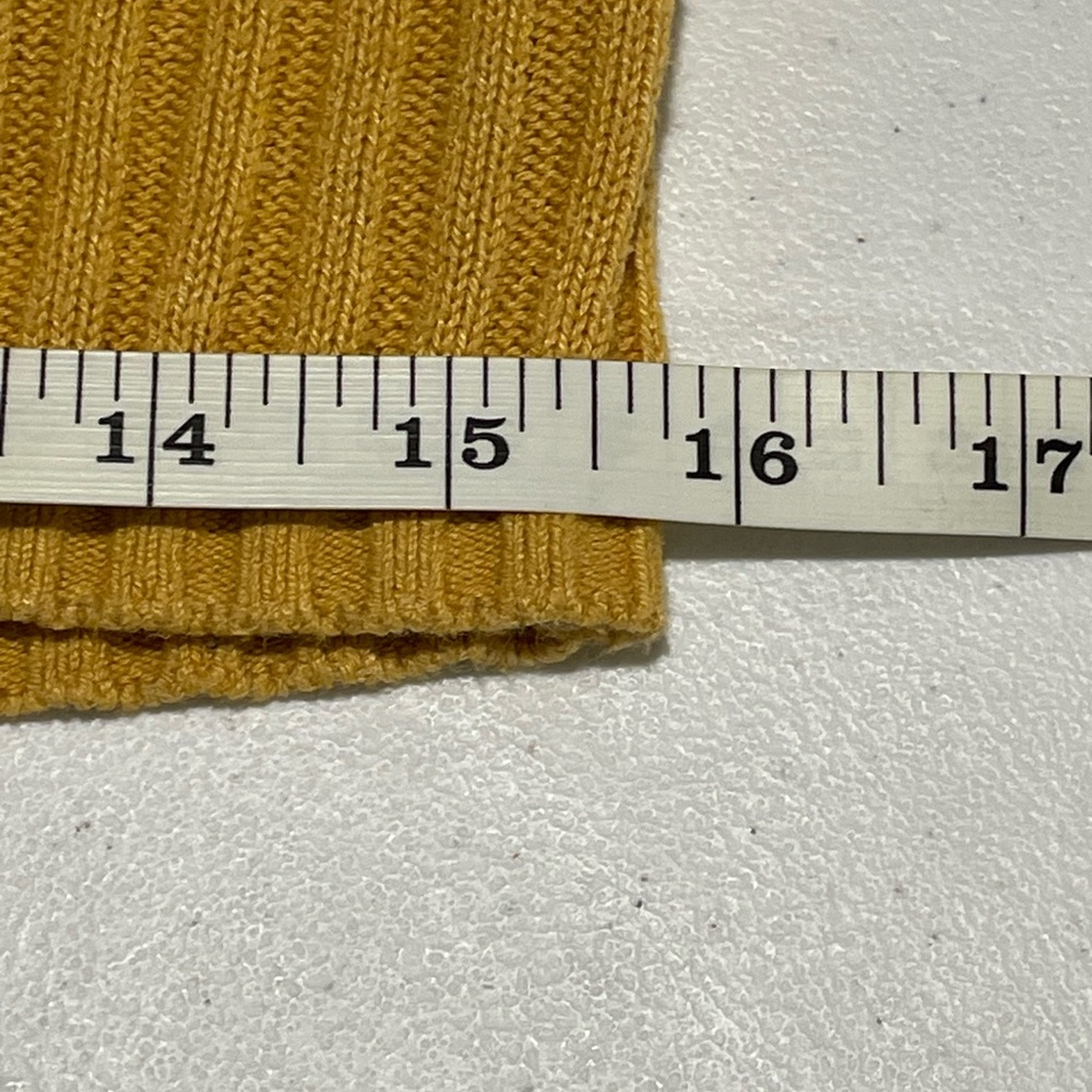 American Eagle 70s Boho Chic Sz Large Button Front Yellow Ribbed Sweater Crop - Picture 13 of 13